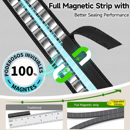 HOFUDON Upgraded Magnetic Screen Door Mesh, Full Strip Magnets, Heavy Duty Fiberglass Mesh, Door Screen Magnetic Closure for Single Door Size 32 x 80 Inch, Screen Door Size 35 x 82 Inch Black