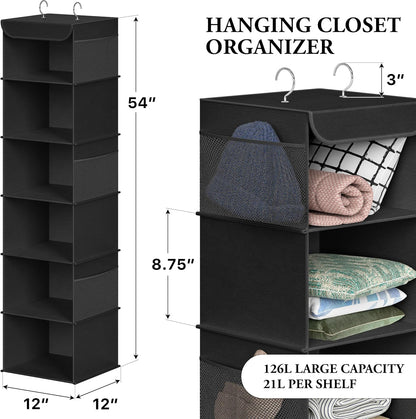 Simple Houseware 6 Shelf Hanging Closet Organizer, Gray