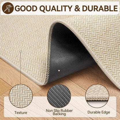 Ultra Thin Door Mat 24"x35" – Low Profile Non Slip Door Mat Indoor Entrance, Washable Absorbent Entryway Mat with Rubber Backing, Dirt Trapper Doormat for Front Door Inside, Beige