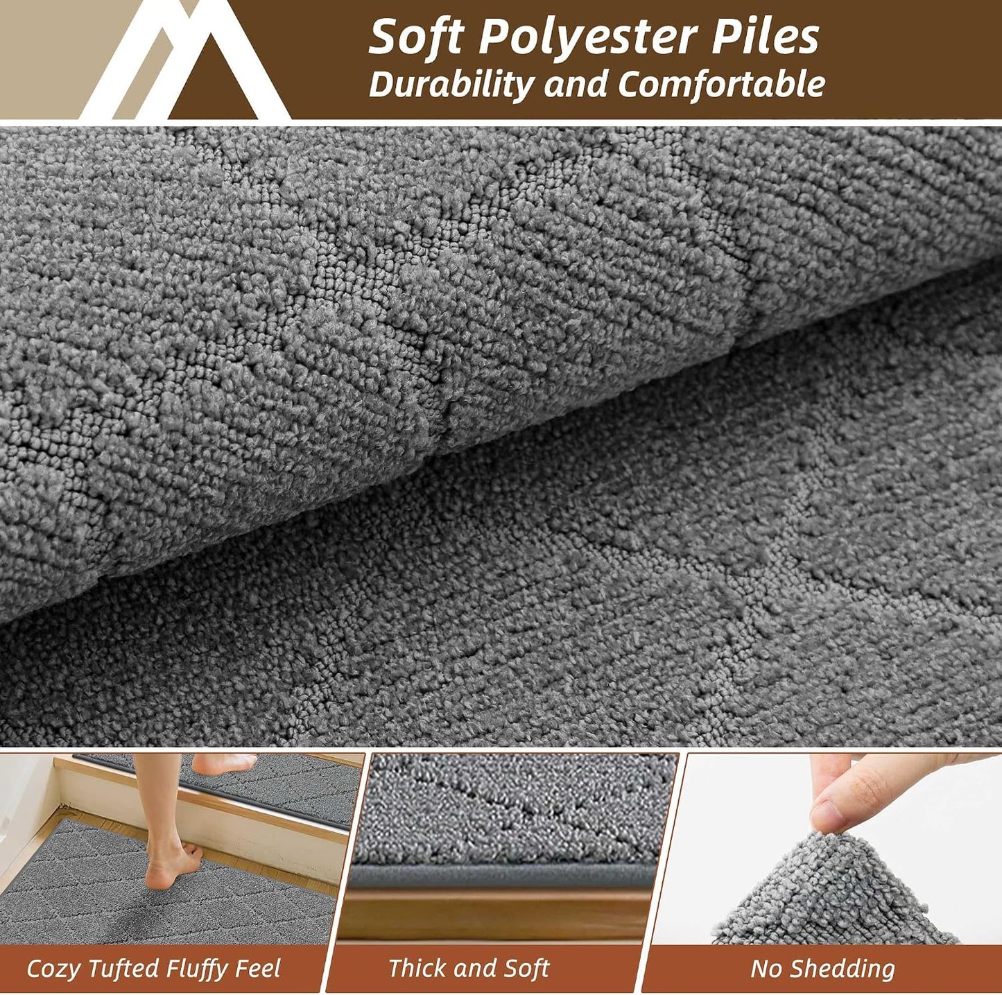 COSY HOMEER Edging Stair Treads Non-Slip Carpet Mat 28inX9in Indoor Stair Runners for Wooden Steps, Edging Stair Rugs for Kids and Dogs, 100% Polyester TPE Backing(4pc, Beige)