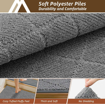 COSY HOMEER Edging Stair Treads Non-Slip Carpet Mat 28inX9in Indoor Stair Runners for Wooden Steps, Edging Stair Rugs for Kids and Dogs, 100% Polyester TPE Backing(4pc, Beige)