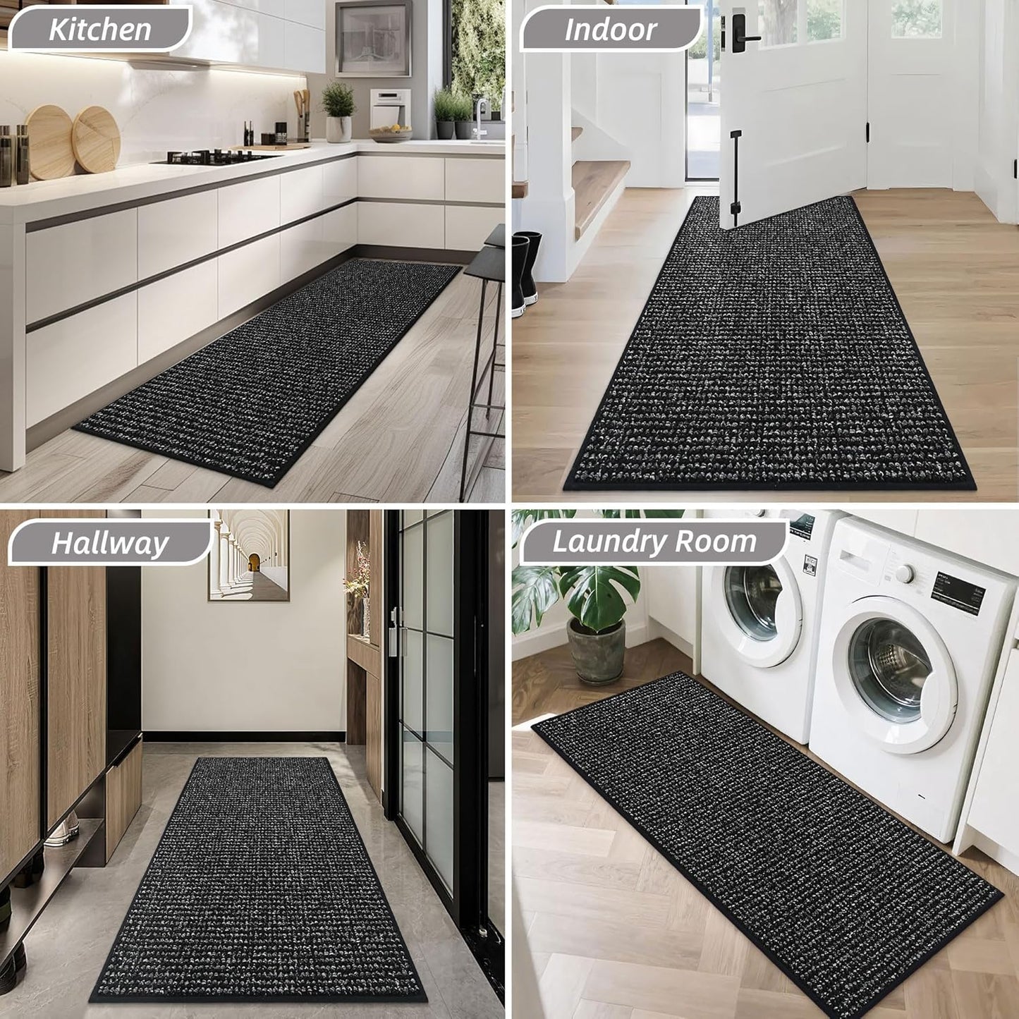 BEQHAUSE Dirt Trapper Door Mat 20" x 32", Non-Slip Washable Doormats Entrance Mat, Dirt Resistant and Absorbent Welcome Mat, Low Profile Floor Mats for Front Back Door and Entryway, Beige