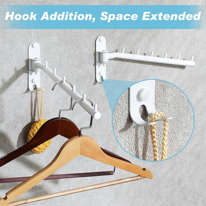 Alise Swing Clothes Hanger Rack,Black Garment Racks Wall Mounted(2P) | Clothes Bar-Hanger Hooks Heavy Duty Swivel Drying Rack Clothing Hanging System Closet Storage Organizer