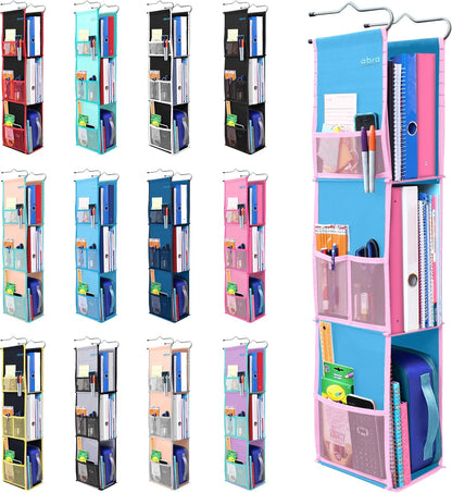 ABRA® 3 Shelf Hanging Locker Organizer for School, Gym, Work, Storage | Deep Shelves 6”x 9”| Eco-Friendly Fabric Healthy for Children | Adjustable School Locker Shelf 3 to 2 Shelves (Pink)