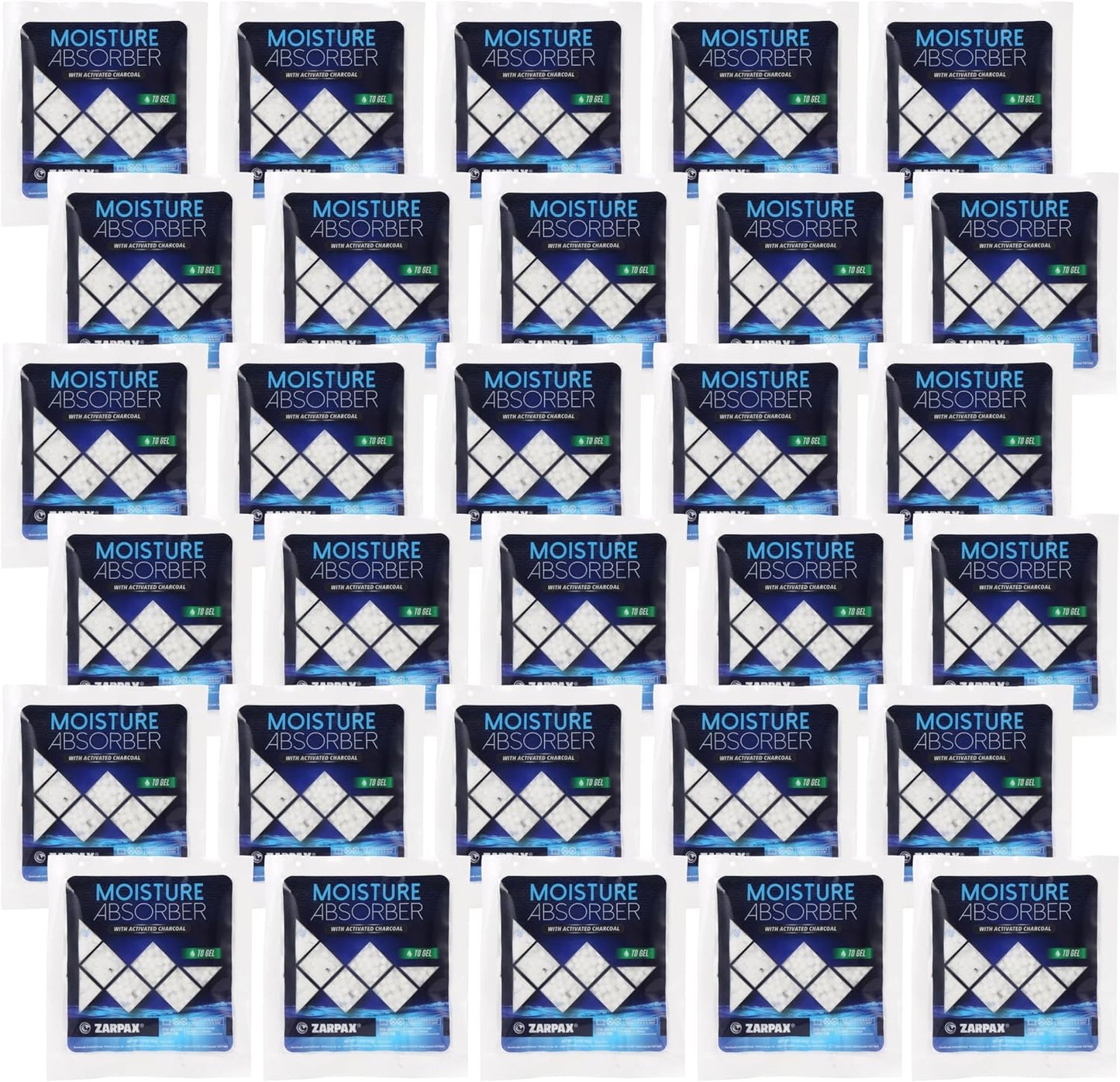 Zarpax Moisture Absorber Sachets Fresh Cotton 1.4 oz/40g - Remove Excess Moisture In Air & Odor - Desiccant Dehumidifier for Closet, Drawer, Safe, Storage - Dampness & Humidity Control - Set of 8