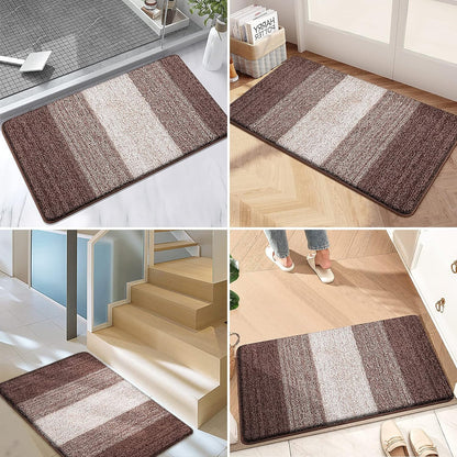 Kitinjoy Indoor Outdoor Door Mat, 32x20 Non-Slip Absorbent Dirt Trapper, Low-Profile Washable Inside Entrance Front Floor Mat, Sturdy Soft Entry Doormats for Entryway, Grey