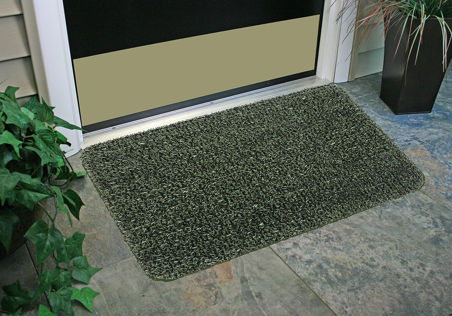 GrassWorx Clean Machine Flair Doormat, 18" x 30", Evergreen (10372030)