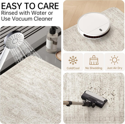 Mecko Bath Mat Rug, Rubber Non-Slip Quick Dry Absorbent Thin Bathroom Rugs Fit Under Door Bathroom Floor Mats-Shower Rug for in Front of Bathtub, Sink, Shower Room(Light Grey,16"x24")