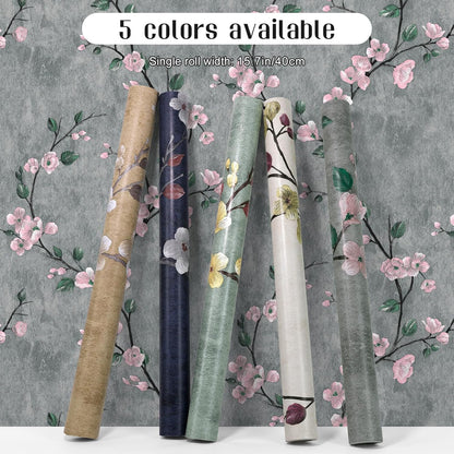 SOON AFTER 17.5”x120” Floral Peel and Stick Wallpaper Flower Tree Contact Paper Self Adhesive Removable Modern Sage Green Wall Paper Decorative Wall Covering Countertop Vinyl Film Roll