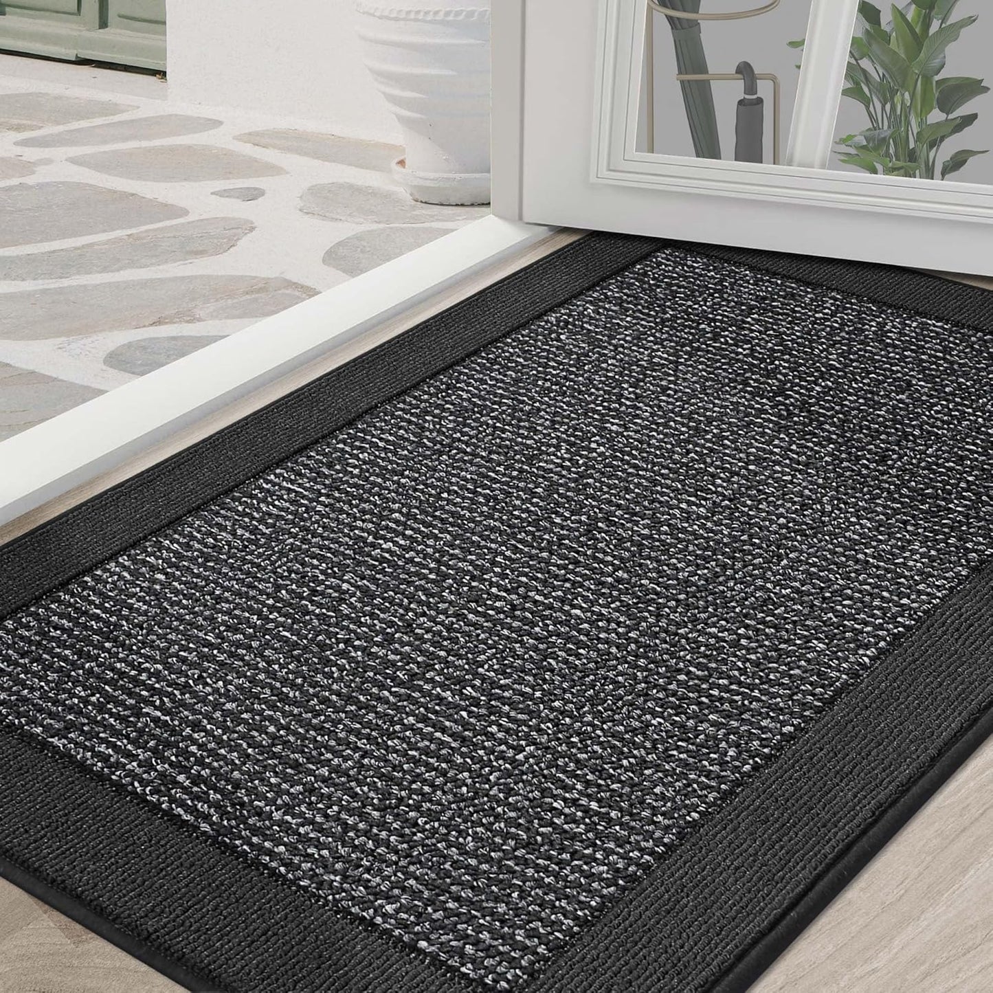 BEQHAUSE Indoor Door Mat 20" x 32", Dirt Trapper Door Mats Non-Slip Entryway Rugs Washable, Resist Dirt Absorbent Welcome Mat, Low Profile Floor Mats for Front Back Door and Entryway, Taupe