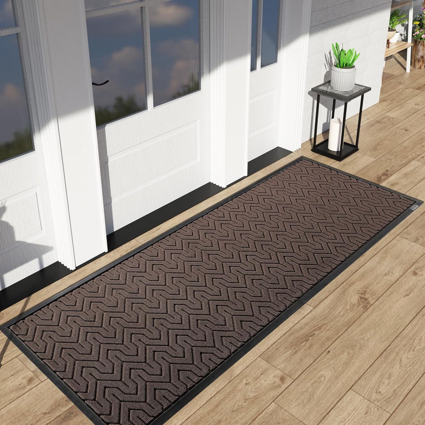 Yimobra Front Door Mat Outside Entrance 29.5x17, Waterproof Heavy Duty Outdoor Mats for Front Door, Non Slip Rubber Entry Mat for Garage Patio Indoor, Grey