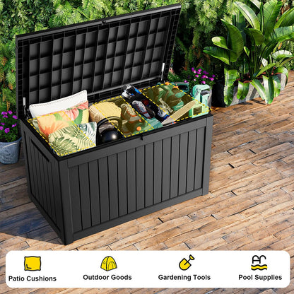 320 Gallon Outdoor Storage Box,Large Waterproof UV Resistant Deck Box,Lockable Storage Container for Patio Furniture Cushions Garden Tools and Pool Accessories(Black)