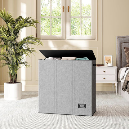 SOLEDI 180L Laundry Hamper 3 Section, Extra Large Laundry Hamper with Lid, Dirty Clothes Hamper with Sturdy Handle, Large Laundry Basket Organizer for Laundry Room, Bedroom, Hampers for Laundry