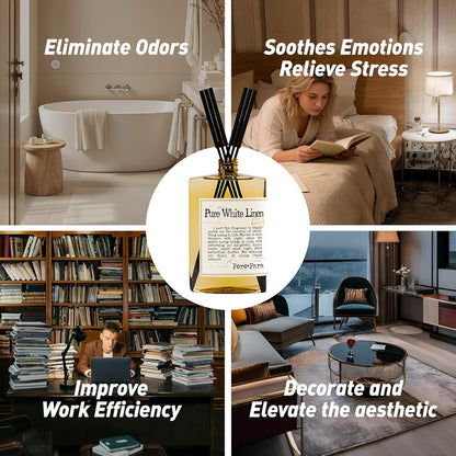 Luxury Hotel Scent Reed Diffuser Rifill 400ml (13.53oz) with 6 Reed Sticks | English Pear & Freesia Scent | Home, Bathroom & Office Decor | Long-Lasting Room Freshener | Premium Gift Set