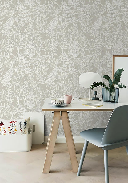 Safiyya Peel and Stick Wallpaper Boho Modern Beige Leaf Contact Paper Peel and Stick Wall Paper Self Adhesive Removable Wallpaper for Bedroom Bathroom Vinyl Roll 78.7"x17.3"