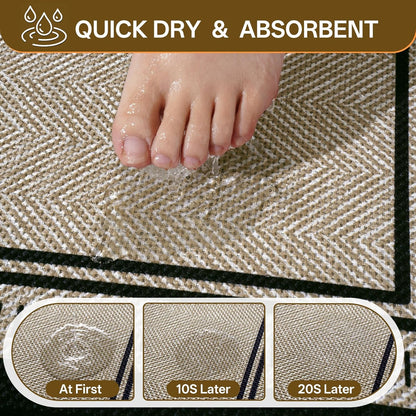 Non Slip Bath Mat with Rubber Backing, Absorbent Quick Dry Bath Rugs Washable, Thin Bathroom Rugs Fit Under Door for Bathroom Floor, Shower and Sink, 16"×24", Grey
