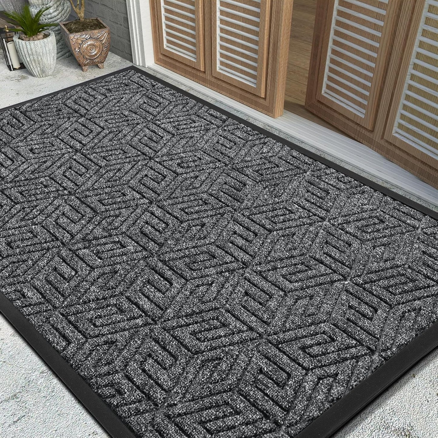 Yimobra Doormat Outdoor Entrance 29.5x17, All-Weather Waterproof Outdoor Mats for Front Door, Non Slip Welcome Door Mat for Patio Proch Outside Entryway Indoor, Black