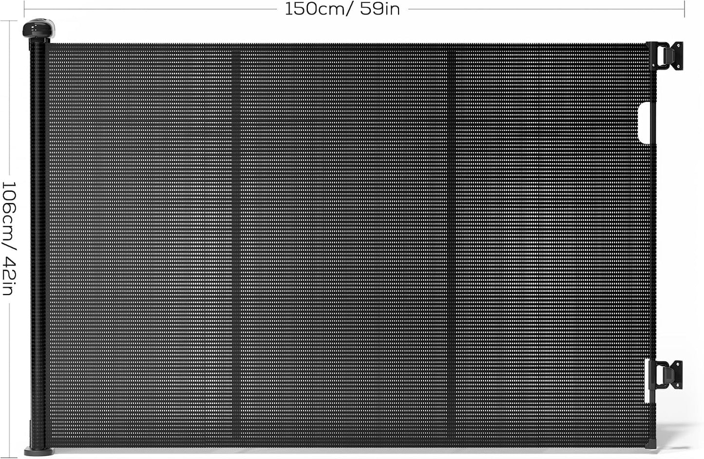 Retractable Baby Gate for Stairs, 42" Tall X 200" Wide Mesh Dog Gate Indoor, Child Gate for Doorways, Hallways, Deck, Indoor Outdoor Pet Baby Safety Essentials for Home, Black