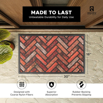 Extra Durable, Superior Absorption, Front Door Mat for Outdoor & Indoor - Welcome Mat for Entryway, Entrance, Patio, Porch - Waterproof, Non-Slip Backing, Coarse Fibers (Scales,17x29)