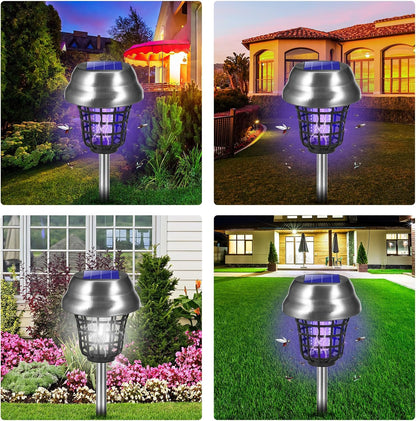 Solar Bug Zapper Outdoor Waterproof Mosquito Repellent Outdoor Patio Mosquito Trap & Killer for Backyard, Farm, Garden, 2026 Solar Powered Fly Zapper for Small Flying Insect, Gnats, Flies, Moths(4)