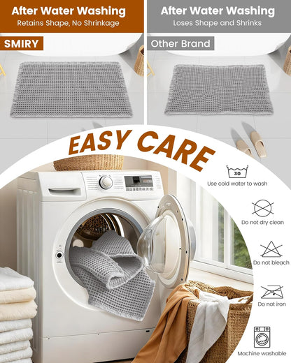 Smiry Waffle Bath Mat 30x20, Extra Soft Absorbent Bathroom Rugs, Non Slip Machine Washable Quick Dry Bath Rugs for Bathroom Floor, Tub, Shower, Home Decor Accessories, Brown