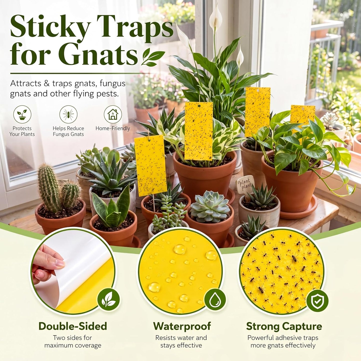 Qualirey 150 Pcs 7.8 x 3.9 Inch Yellow Sticky Traps for Plant Double Sided Sticky Trap for Gnats with Twist Ties Fly Traps for Fruit Insect Fungus Bugs Indoor Outdoor