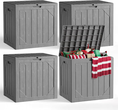 Outdoor Storage Box, 98 Gallon Deck Box, Outdoor Storage Bench, Waterproof Resin Storage Bench with Lockable Lid, Patio Furniture Cushions & Garden Tools Storage, UV Resistant (Black)