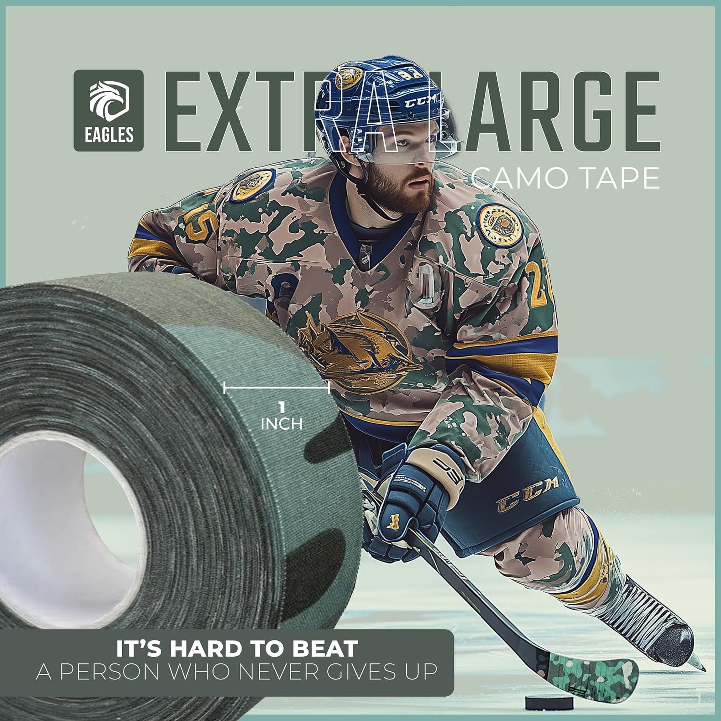 EAGLES Hockey Tape Multipurpose Cloth Tape Roll for Lacrosse Baseball & Softball Bats, Rackets, Pullup Bars, Gardening Tools, Sports Gift Perfect for Wrist, Ankle, Foot, Knee and Hand Taping (Clear)