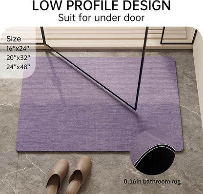 Mecko Bath Mat Rug, Rubber Non-Slip Quick Dry Absorbent Thin Bathroom Rugs Fit Under Door Bathroom Floor Mats-Shower Rug for in Front of Bathtub, Sink, Shower Room(Light Grey,16"x24")