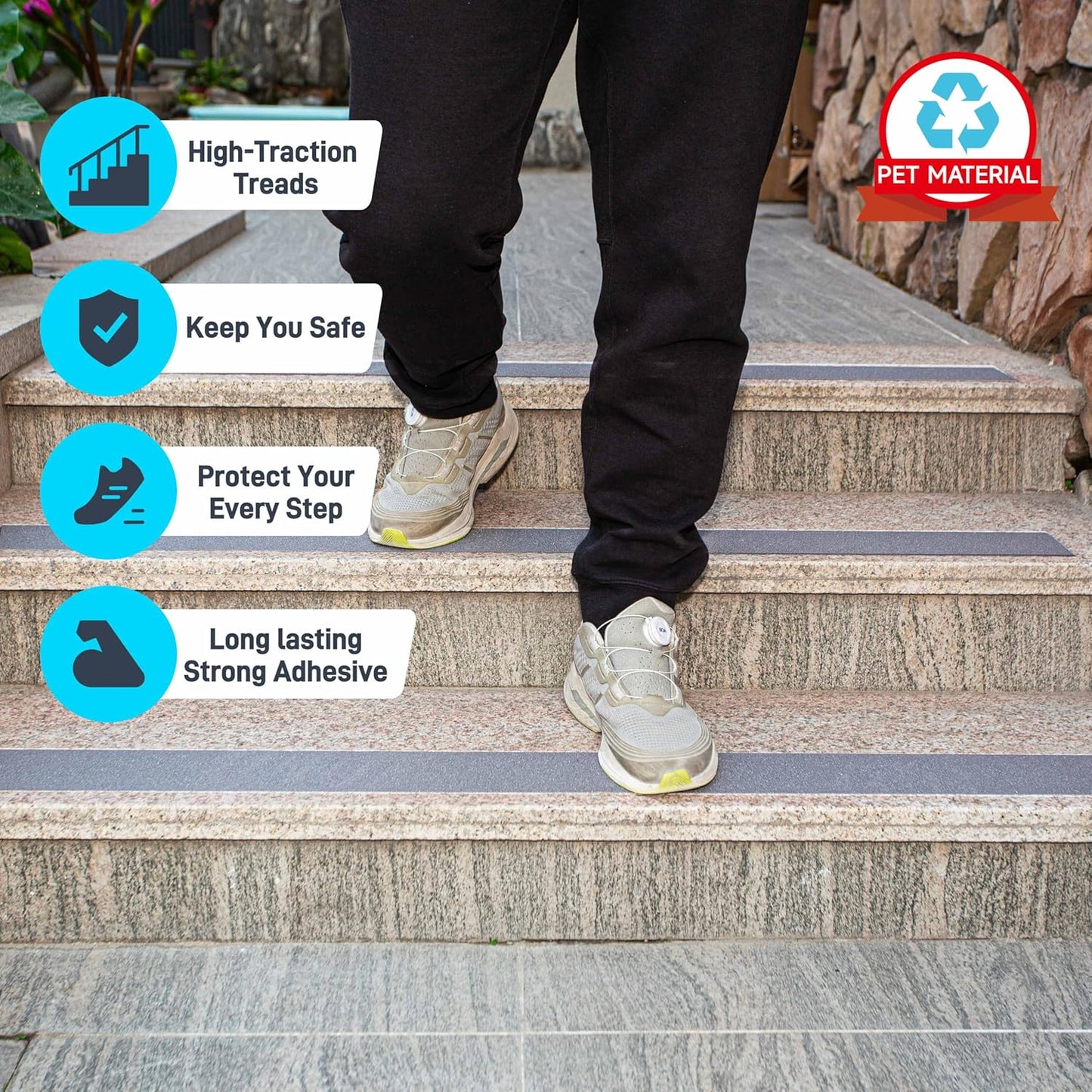 Lifegrip Anti Slip Tape, 4 Inch x 15 Foot Non-Slip Traction Grip Tape for Stairs, Waterproof Stair Treads Grip Non Slip, Non Skid Tape for Steps, Outdoor Black Grip Tape (4" X 15')