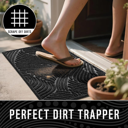 Yimobra Doormat Outdoor Entrance, Simple Stripes All-Weather Waterproof & Non-Slip Mat for Front Door, Heavy Duty Welcome Mat for Indoor, Garage, Patio-29.5x17, Dark Grey