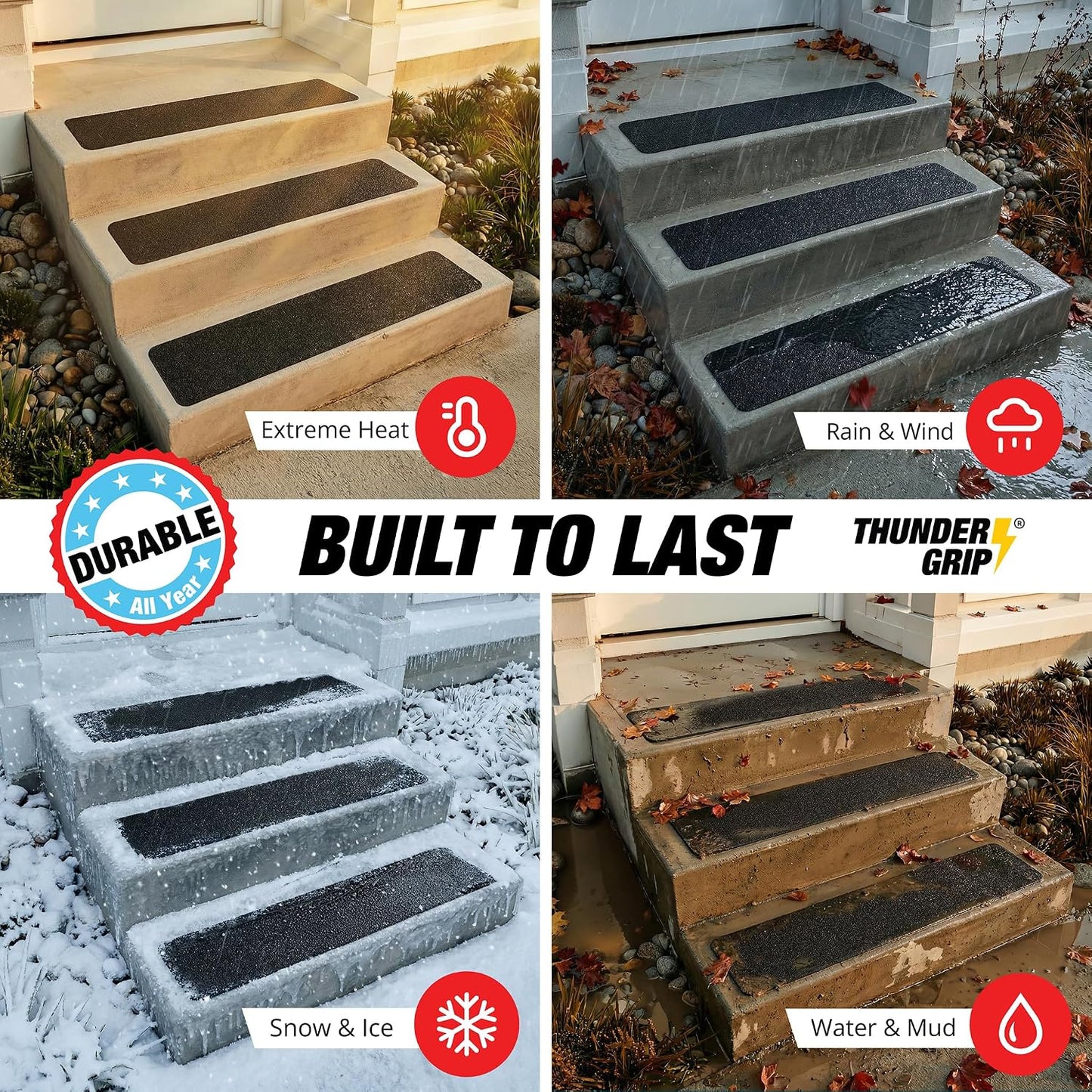 Clear Stair Treads Non-Slip 24"x4" - 18-Pack Indoor Stair Grips Non Slip for Wooden Steps - Anti Slip Adhesive Strips for Dogs & Elderly - Staircase Step Treads - Transparent Treads for Wood Stairs