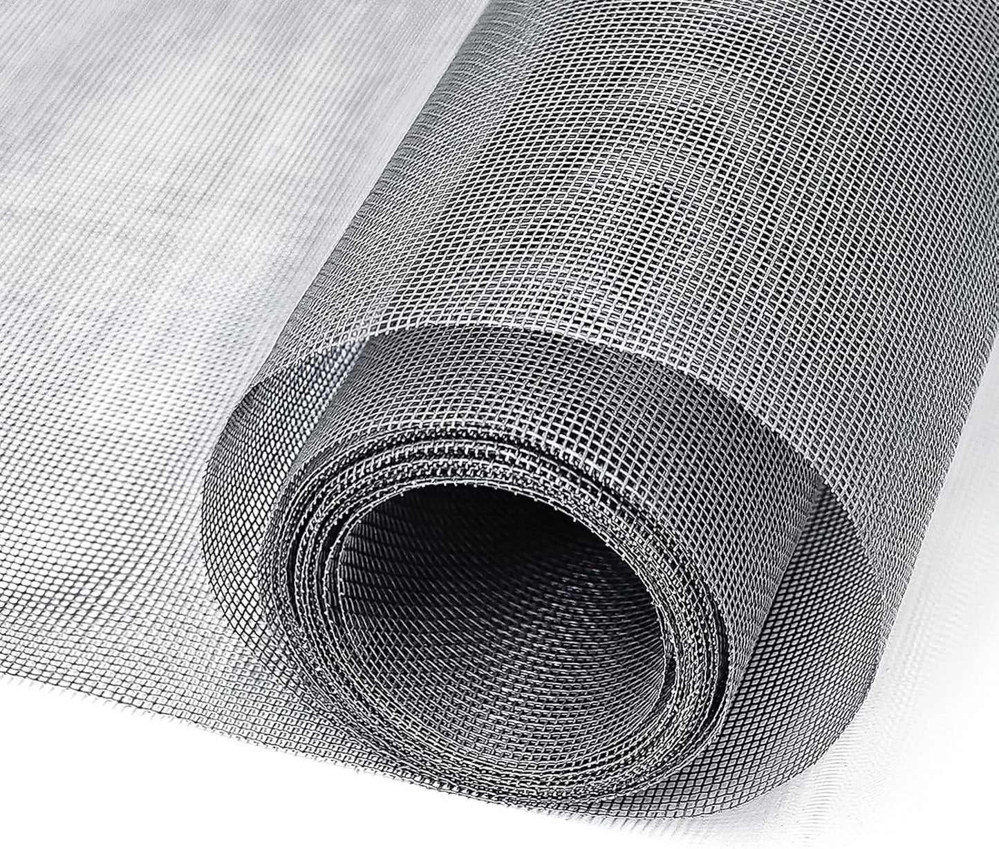 King&Charles Window Screen Door Repair/Replacement Kit, Include Black Screen Mesh 48"x118"+ 2 Roller+50Ft Spline+8Clips+Hook, 6 in 1 Window Mesh Kit, Steel/Nylon Bearing Roller