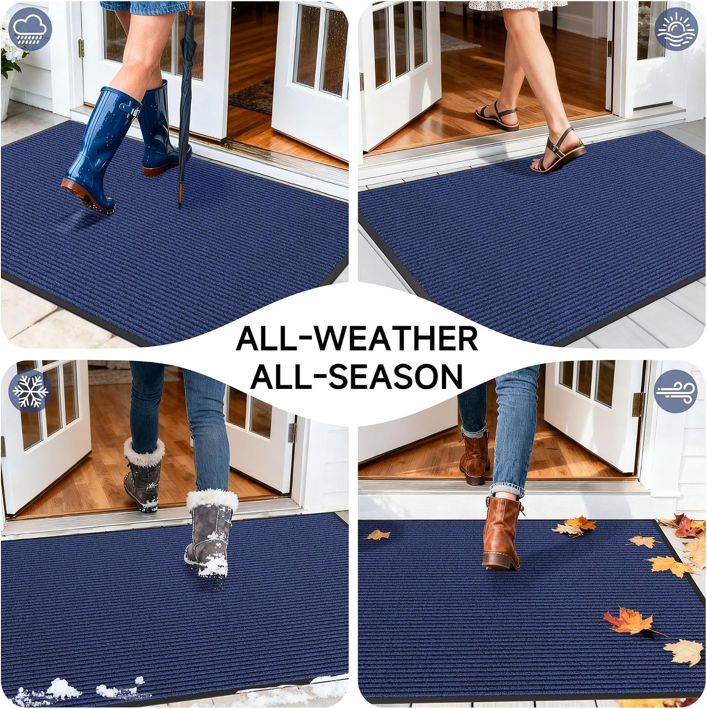 100pointONE Durable Front Door Mat, Heavy Duty Indoor Outdoor Doormat, 48” x 36” Low Profile Outdoor Mats for Home Entrance, Stain and Fade Resistant Shoe Scraper Mat, Ideal for High Traffic Area