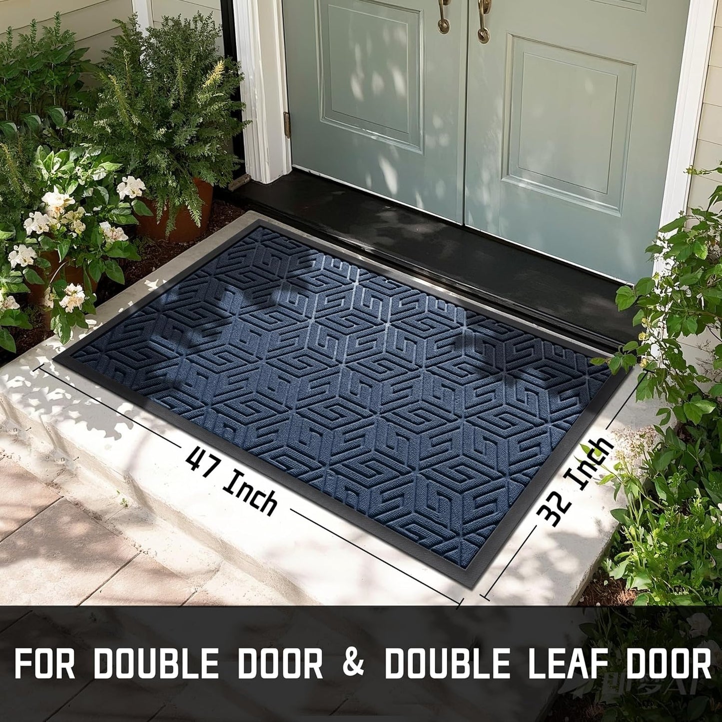 Yimobra Doormat Outdoor Entrance 29.5x17, All-Weather Waterproof Outdoor Mats for Front Door, Non Slip Welcome Door Mat for Patio Proch Outside Entryway Indoor, Black