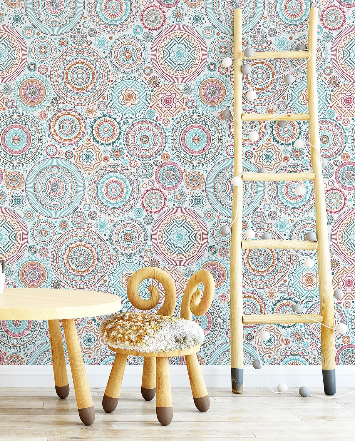 CiCiwind Peel and Stick Wallpaper Boho Contact Paper Kitchen Fun Colorful Wall Paper Self-Adhesive Removable Waterproof Easy to Clean Decoral Papel Tapiz para Pared 17.7''x78.7''