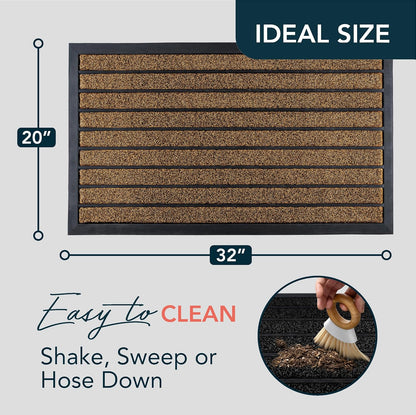 ubdyo Extra Durable Door Mat - Dirt Trapping Outdoor Welcome Mats - Non-Slip Outdoor Indoor Entrance - Low Profile Front Doormat (30" x 17", Bright Brown)