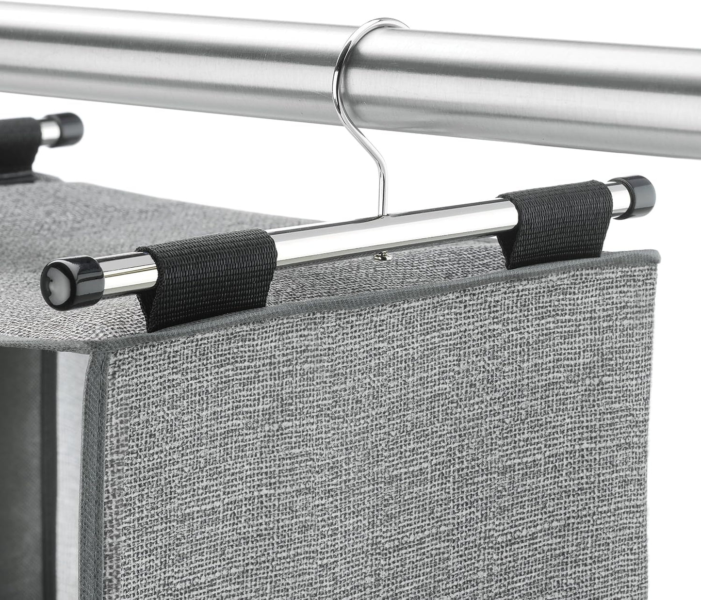 Whitmor 4 Section Fabric Closet Organizer Shelving with Built In Chrome Garment Rod