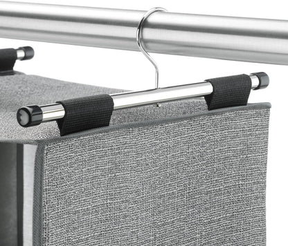 Whitmor 4 Section Fabric Closet Organizer Shelving with Built In Chrome Garment Rod