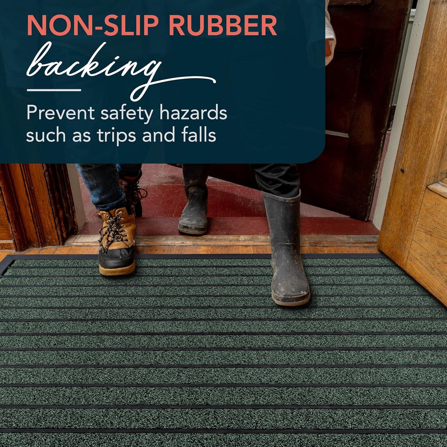 ubdyo Extra Durable Door Mat - Dirt Trapping Outdoor Welcome Mats - Non-Slip Outdoor Indoor Entrance - Low Profile Front Doormat (30" x 17", Bright Brown)