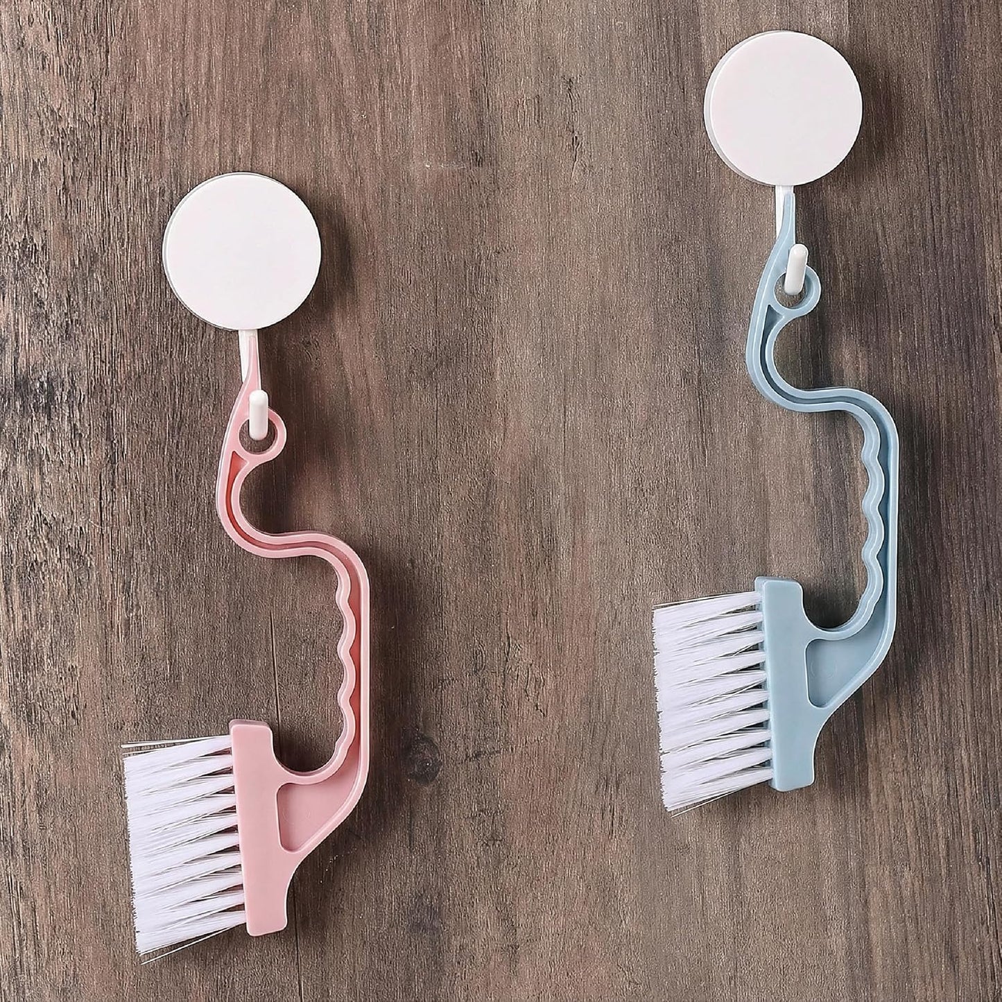 Slick- Window Track Cleaning Brush, 2 Pack, Blue Ergonomic Handle | Built-in Scraper, Multipurpose Window Track Cleaning Tool for Sliding Doors, Windows, Corners, Dust, Dirt & Narrow Gaps