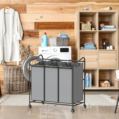 Simple Houseware Heavy-Duty 3-Bag Laundry Sorter Cart, Chrome