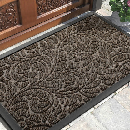 Yimobra Front Door Mat Outside Entrance, Waterproof Sturdy Retro Outdoor Mat, Heavy Duty Non-Slip Doormat for Garage Patio Entryway Indoor, Easy Clean, 29.5x17, Grey