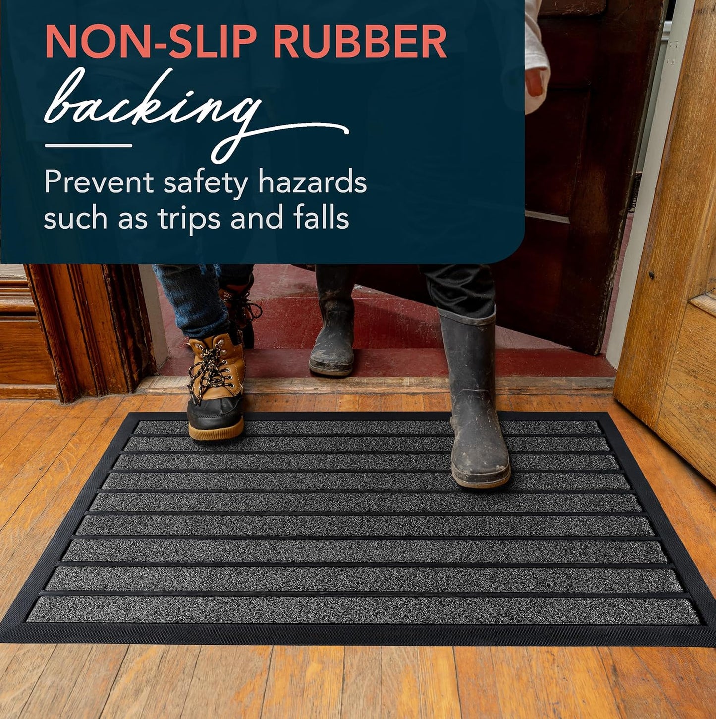 ubdyo Extra Durable Door Mat - Dirt Trapping Outdoor Welcome Mats - Non-Slip Outdoor Indoor Entrance - Low Profile Front Doormat (30" x 17", Bright Brown)