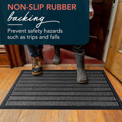 ubdyo Extra Durable Door Mat - Dirt Trapping Outdoor Welcome Mats - Non-Slip Outdoor Indoor Entrance - Low Profile Front Doormat (30" x 17", Bright Brown)