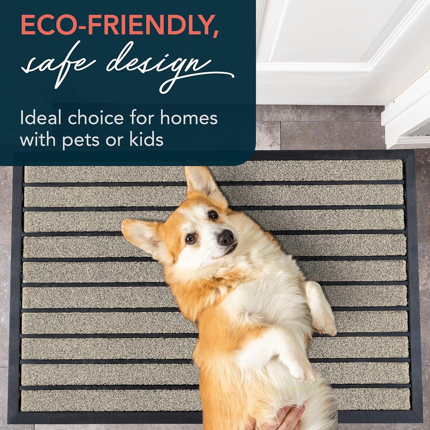 ubdyo Extra Durable Door Mat - Dirt Trapping Outdoor Welcome Mats - Non-Slip Outdoor Indoor Entrance - Low Profile Front Doormat (30" x 17", Bright Brown)