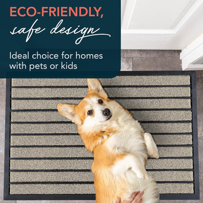 ubdyo Extra Durable Door Mat - Dirt Trapping Outdoor Welcome Mats - Non-Slip Outdoor Indoor Entrance - Low Profile Front Doormat (30" x 17", Bright Brown)
