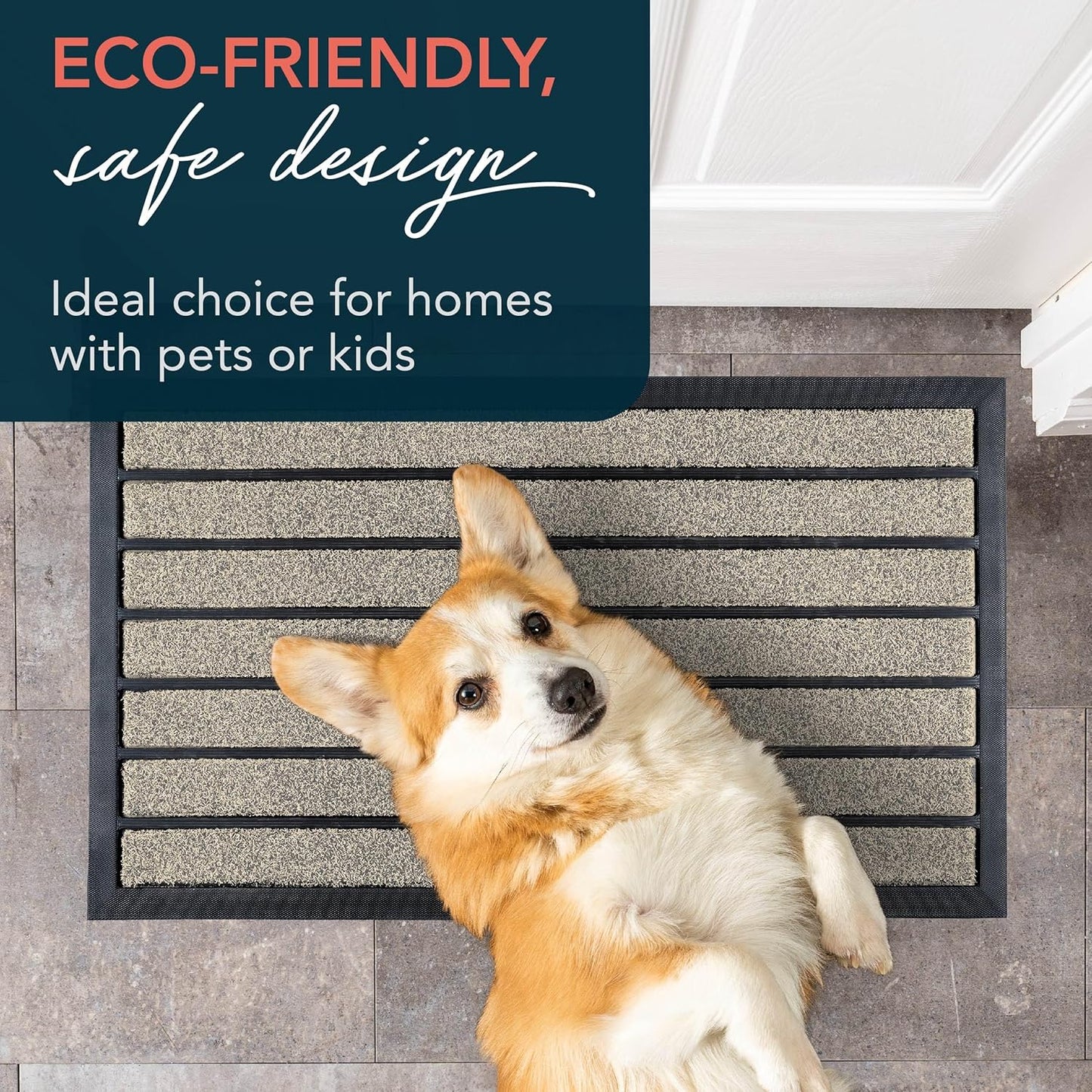 ubdyo Extra Durable Door Mat - Dirt Trapping Outdoor Welcome Mats - Non-Slip Outdoor Indoor Entrance - Low Profile Front Doormat (30" x 17", Bright Brown)