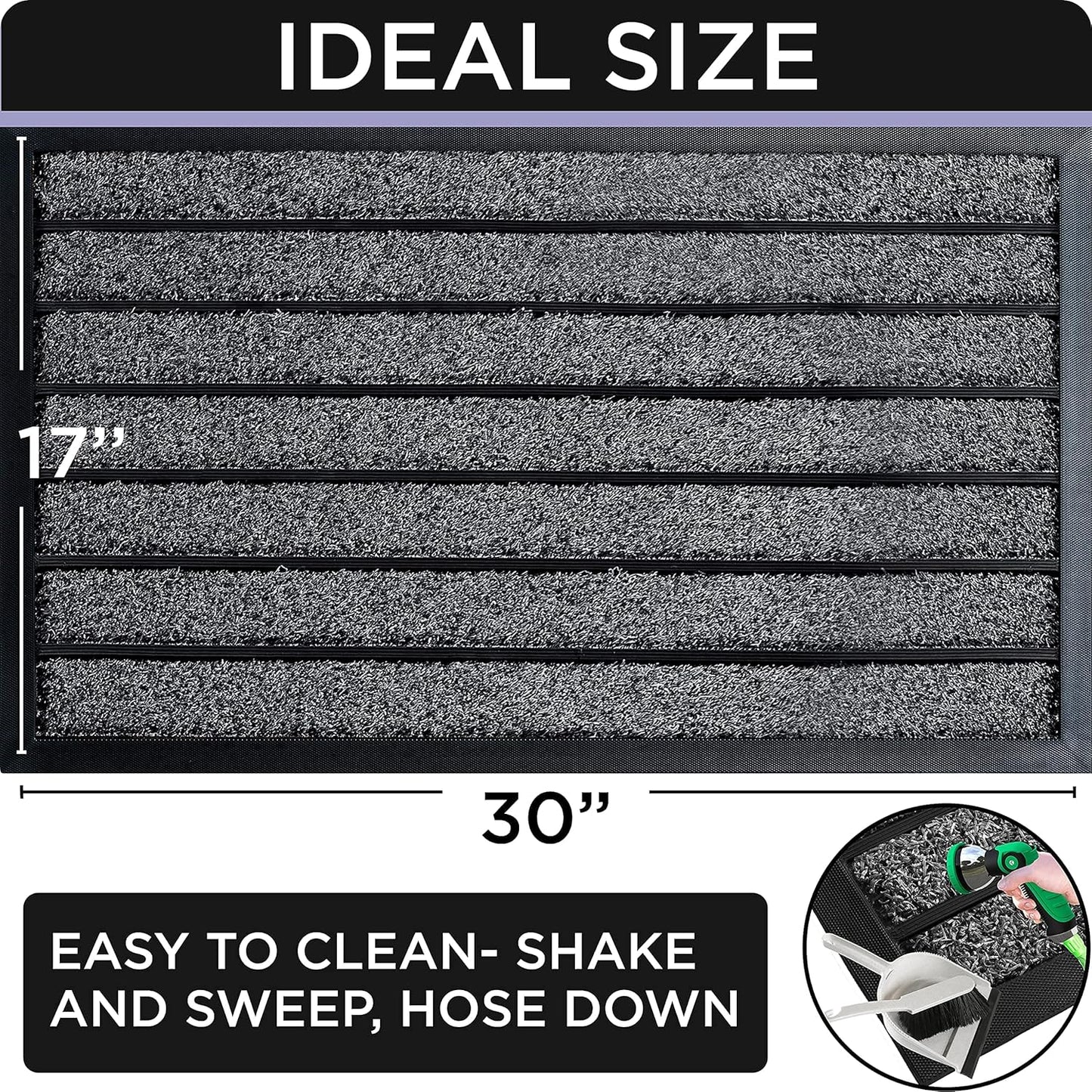 ubdyo Extra Durable Door Mat - Dirt Trapping Outdoor Welcome Mats - Non-Slip Outdoor Indoor Entrance - Low Profile Front Doormat (30" x 17", Bright Brown)