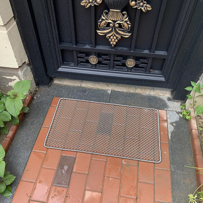 Metal Outdoor Entrance Door Mat, Waterproof, Odorless, Easy to Clean, All-Weather Outdoor Heavy Duty Scraper Door Mats for The Front Door of The House，18.5x31inch